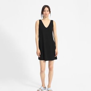 Everlane Cotton Double V Neck Dress Black Sz S